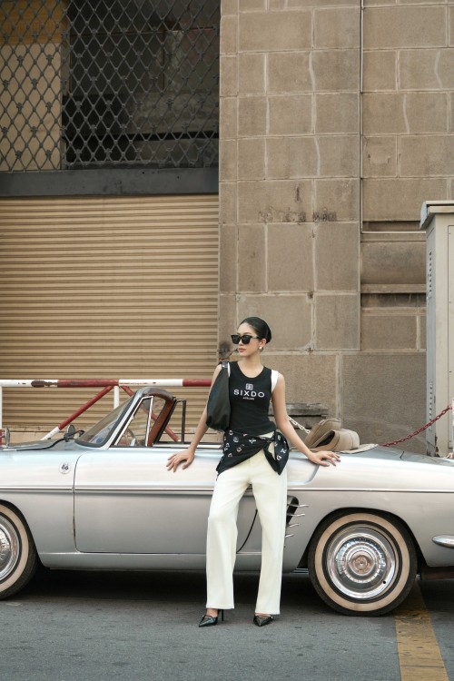 Sixdo Black Double Strap Cotton Tank Top